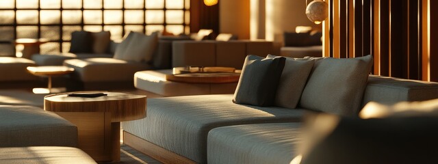 Exclusive Lounge with Comfortable Couches and Tables