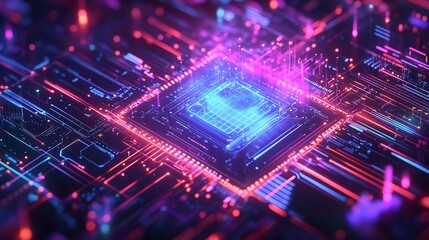 Artificial intelligence chip concept. AI optimized circuit board