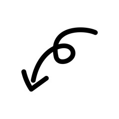 curved arrow hand drawn. Sketch doodle style