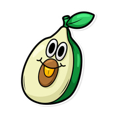 Funny doodle fruit cartoon with cute expression