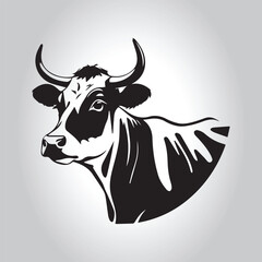 cow Animal logo Isolated Black on White background