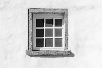 Minimalist white building facade with single window