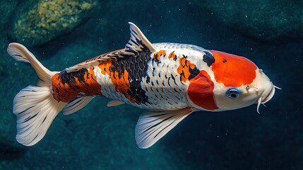 Koi Fish in Aquamarine Water. Japanese koi fish. Generate Ai Image