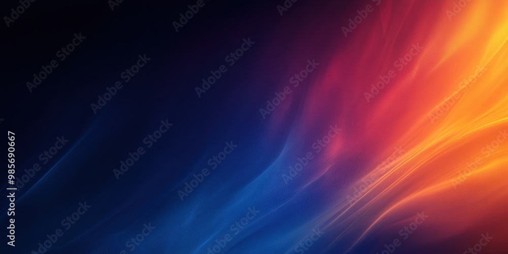 Poster an abstract gradient of blue and orange hues, creating a dynamic visual flow.