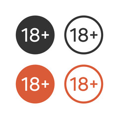 Eighteen plus icon in flat style isolated vector illustration.