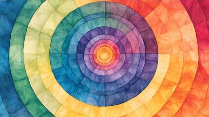 Abstract Watercolor Rainbow Circle Pattern Background