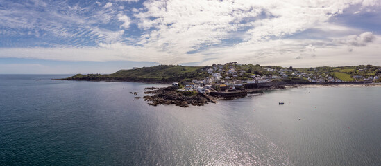 A drone panorama of Coverack in the Summer.