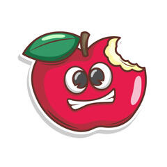 Funny doodle fruit cartoon with cute expression