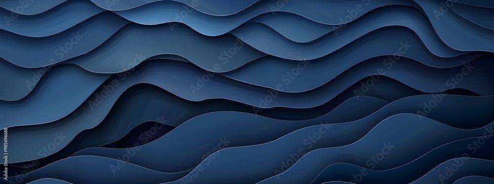 Poster abstract blue background with wavy patterns and shadows. vector illustration of a dark blue gradient