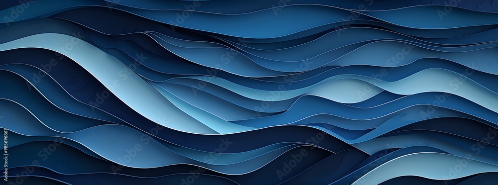 Aufkleber abstract blue background with wavy patterns and shadows. vector illustration of a dark blue gradient