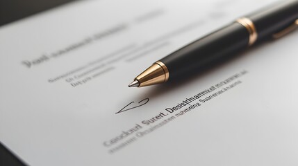 Business Contract with Signature Line and Pen on White Background
