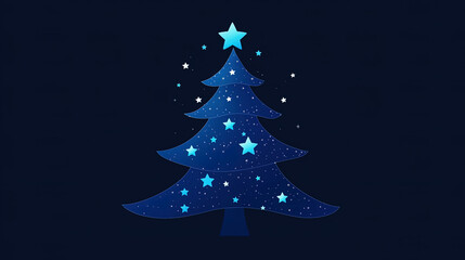 Fototapeta premium An artistic and abstract Christmas tree composed by stars on dark background