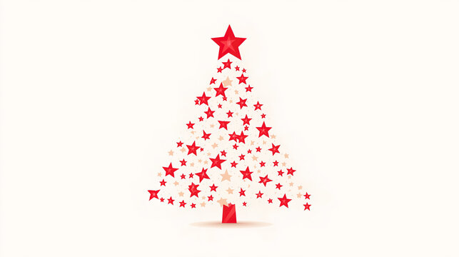An artistic and abstract Christmas tree composed by stars on light background