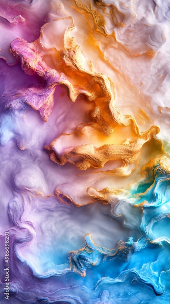 Aufkleber a vibrant abstract swirl of colors blending gracefully, creating a harmonious visual experience and 