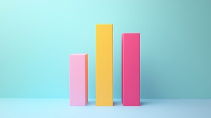 Three colorful bars in a pastel blue background.