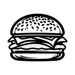 Burger icon, appetizing cheeseburger, vector illustraion, logo