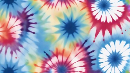 Abstract tie dye background with colorful swirls and vibrant hues.