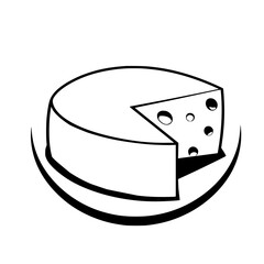 Cheese, black and white logo or icon vector illustration
