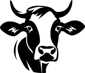 Cow, farm and milk logo, vector illustration