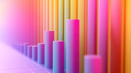 Obraz premium Abstract 3D colorful bar graph visualization of data growth.
