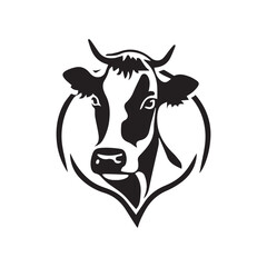 cow Animal logo Isolated Black on White background