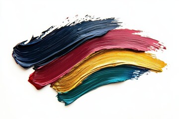 Fototapeta premium Colorful paint strokes on a white background, showcasing texture and artistic expression.