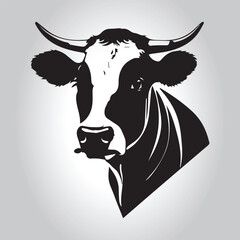 cow Animal logo Isolated Black on White background