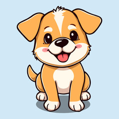 Adorable Cute Dog Illustration in Flat Cartoon Style Vector PNG Transparent Nursery Cutout Clipart Digital Planner Sticker