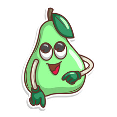 Funny doodle fruit cartoon with cute expression