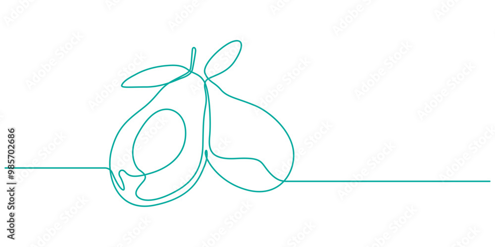Aufkleber avocado single line icon, avocado one line icon. one line drawing background. continuous line drawin