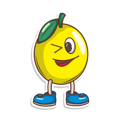 Funny doodle fruit cartoon with cute expression