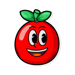 Funny doodle fruit cartoon with cute expression
