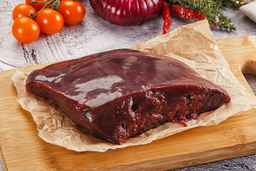 Raw beef liver for cooking