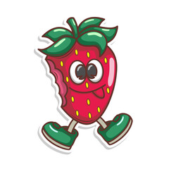 Funny doodle fruit cartoon with cute expression