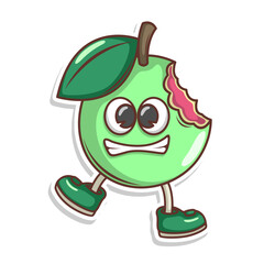 Funny doodle fruit cartoon with cute expression