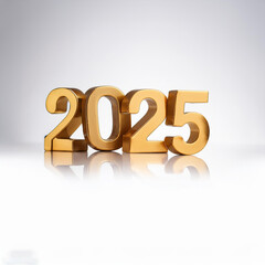 2025 Happy New year 3D Text Design with White Background