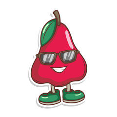 Funny doodle fruit cartoon with cute expression