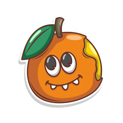 Funny doodle fruit cartoon with cute expression