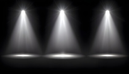Obraz premium white and golden spotlights shining on a dark background