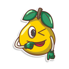 Funny doodle fruit cartoon with cute expression