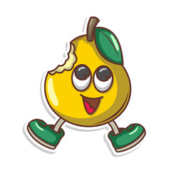 Funny doodle fruit cartoon with cute expression