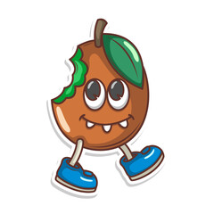 Funny doodle fruit cartoon with cute expression