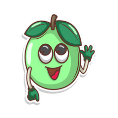 Funny doodle fruit cartoon with cute expression