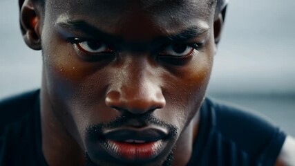 Young athletic black man making angry face expressions