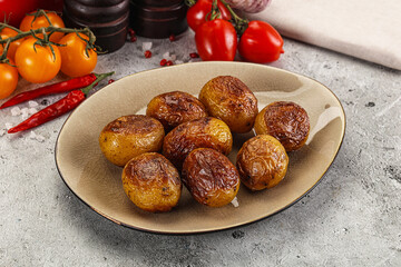 Baked baby potato in the bowl