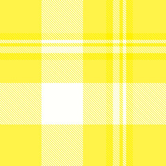 Yellow tartan plaid fabric seamless pattern of check background tartan with a textile fabric plaid texture. Tartan Scotland seamless plaid pattern vector. Retro background fabric.