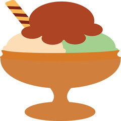 Ice cream  balls in a glass, vector illustration