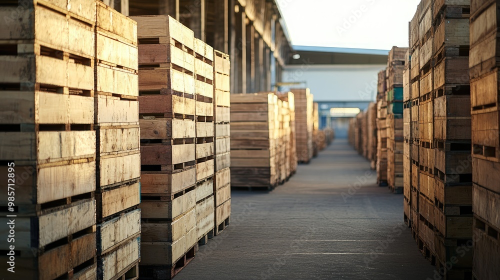 Poster row of shipping crates in an industrial yard, with space for copy related to logistics.