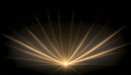 Naklejka premium Bright golden rays of light bursting from the center of a dark background
