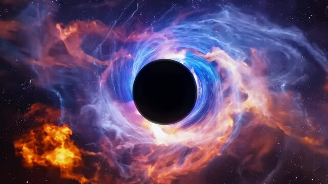 Black hole absorbing interstellar clouds